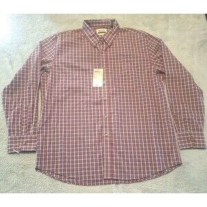 Wrangler Riata Long Sleeve Plaid Shirt Red White Blue Western LightWeight Men XL